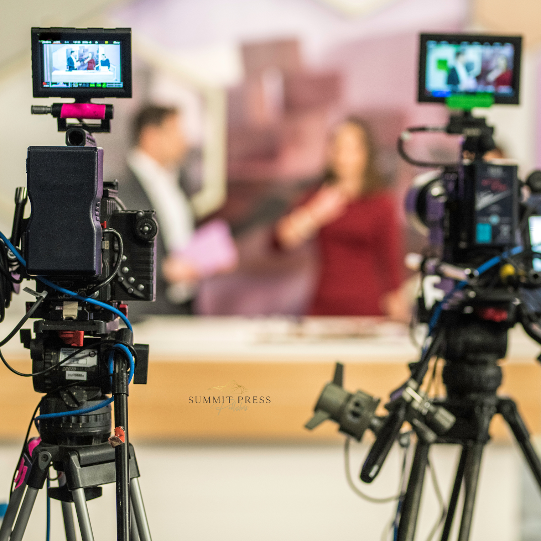 Having a guesting in a talk show talking about the new book release