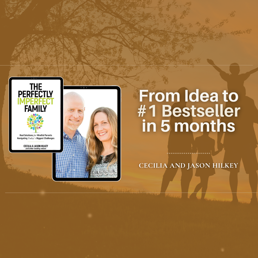 A thumbnail of Cecilia and Jason's book, The Perfectly Imperfect Family, being a bestseller in just 5 months.