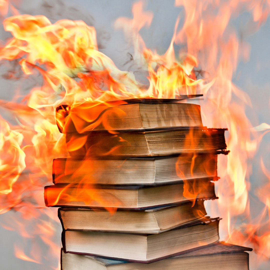 The word that makes me want to set a manuscript on fire Photo of a books on fire